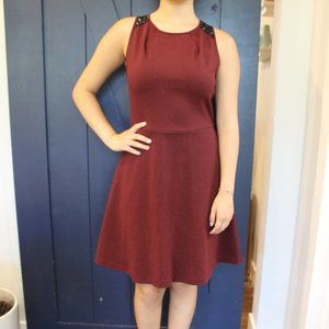 Maroon Dress with black lace